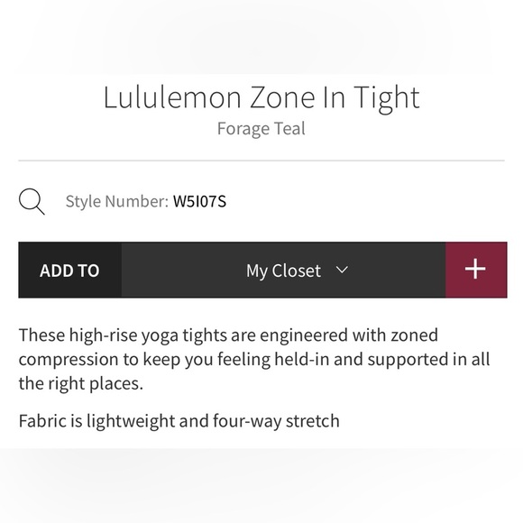Lululemon Zone In Tight- Forage Teal/ Size 12 - Picture 2 of 10